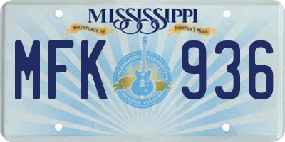 MS license plate MFK936