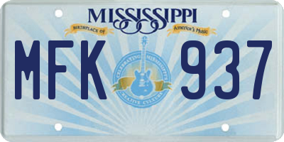 MS license plate MFK937