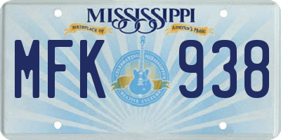 MS license plate MFK938