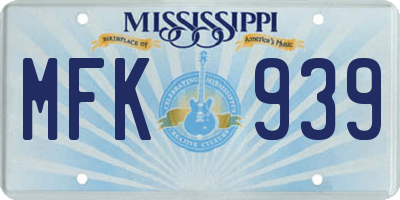 MS license plate MFK939