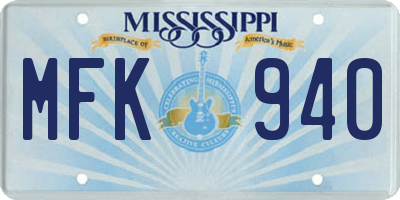 MS license plate MFK940