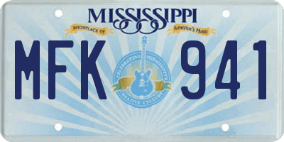 MS license plate MFK941