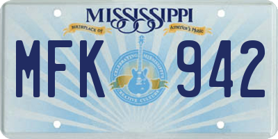 MS license plate MFK942