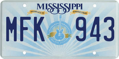 MS license plate MFK943