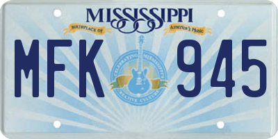 MS license plate MFK945