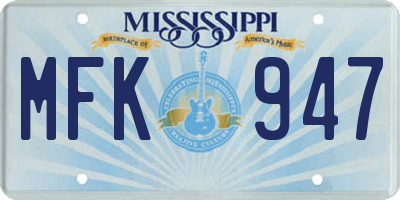 MS license plate MFK947