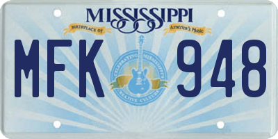 MS license plate MFK948