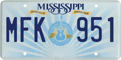 MS license plate MFK951