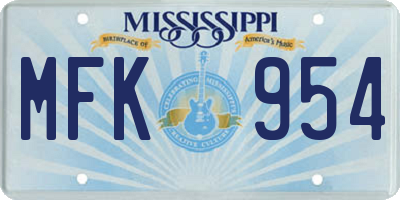 MS license plate MFK954