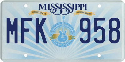 MS license plate MFK958