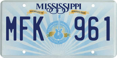 MS license plate MFK961