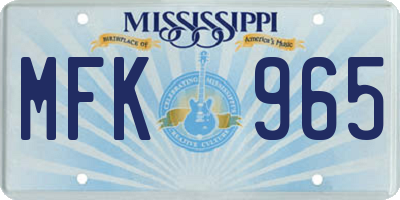 MS license plate MFK965