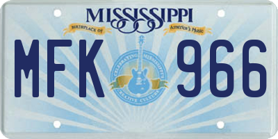 MS license plate MFK966