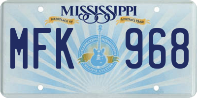 MS license plate MFK968