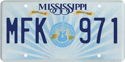 MS license plate MFK971