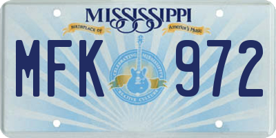MS license plate MFK972