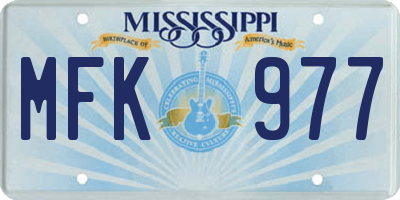 MS license plate MFK977