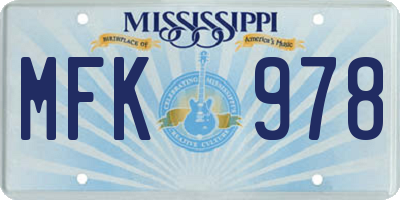 MS license plate MFK978