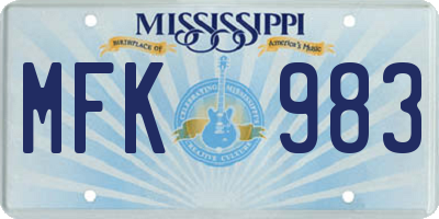 MS license plate MFK983