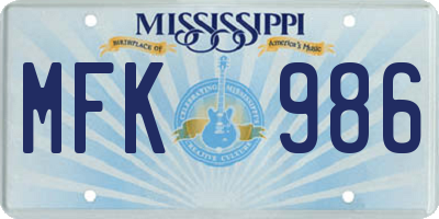 MS license plate MFK986