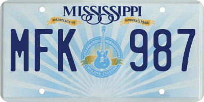 MS license plate MFK987