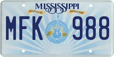 MS license plate MFK988