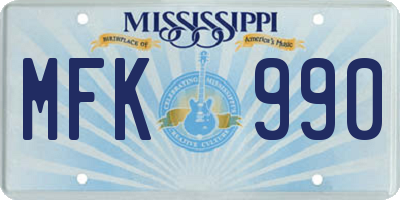 MS license plate MFK990