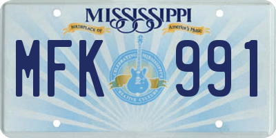 MS license plate MFK991