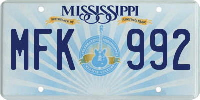 MS license plate MFK992