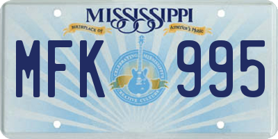 MS license plate MFK995