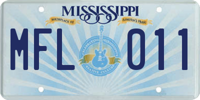 MS license plate MFL011