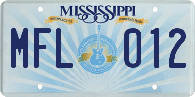 MS license plate MFL012