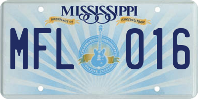 MS license plate MFL016