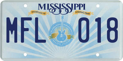 MS license plate MFL018