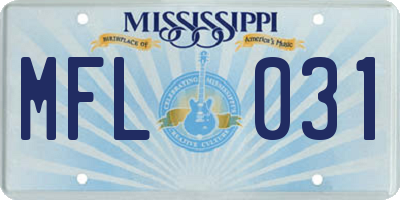 MS license plate MFL031