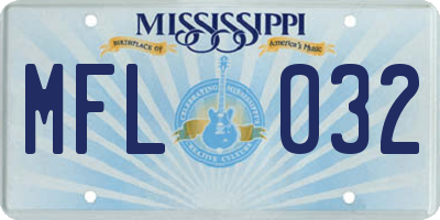 MS license plate MFL032