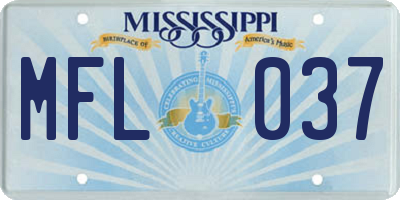 MS license plate MFL037