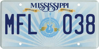 MS license plate MFL038