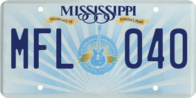 MS license plate MFL040