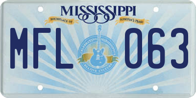 MS license plate MFL063