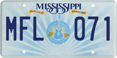 MS license plate MFL071