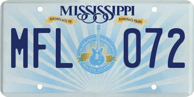 MS license plate MFL072