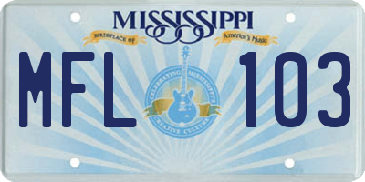 MS license plate MFL103