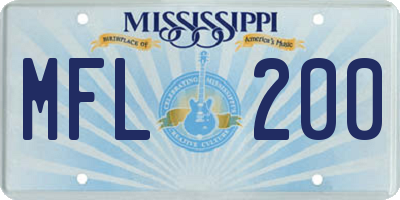 MS license plate MFL200