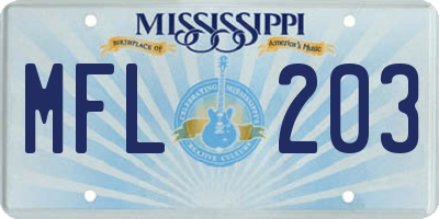 MS license plate MFL203