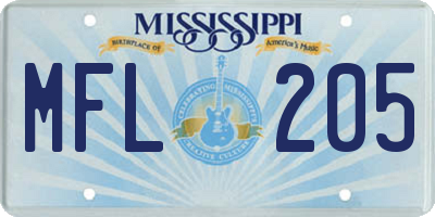 MS license plate MFL205