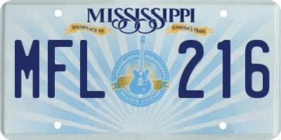 MS license plate MFL216