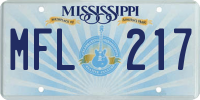 MS license plate MFL217