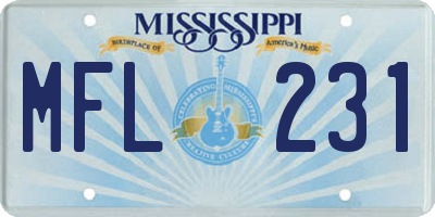 MS license plate MFL231