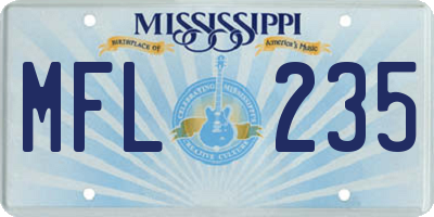 MS license plate MFL235